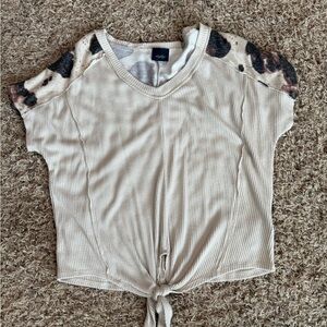Le Lis Cream and Brown Women's Top